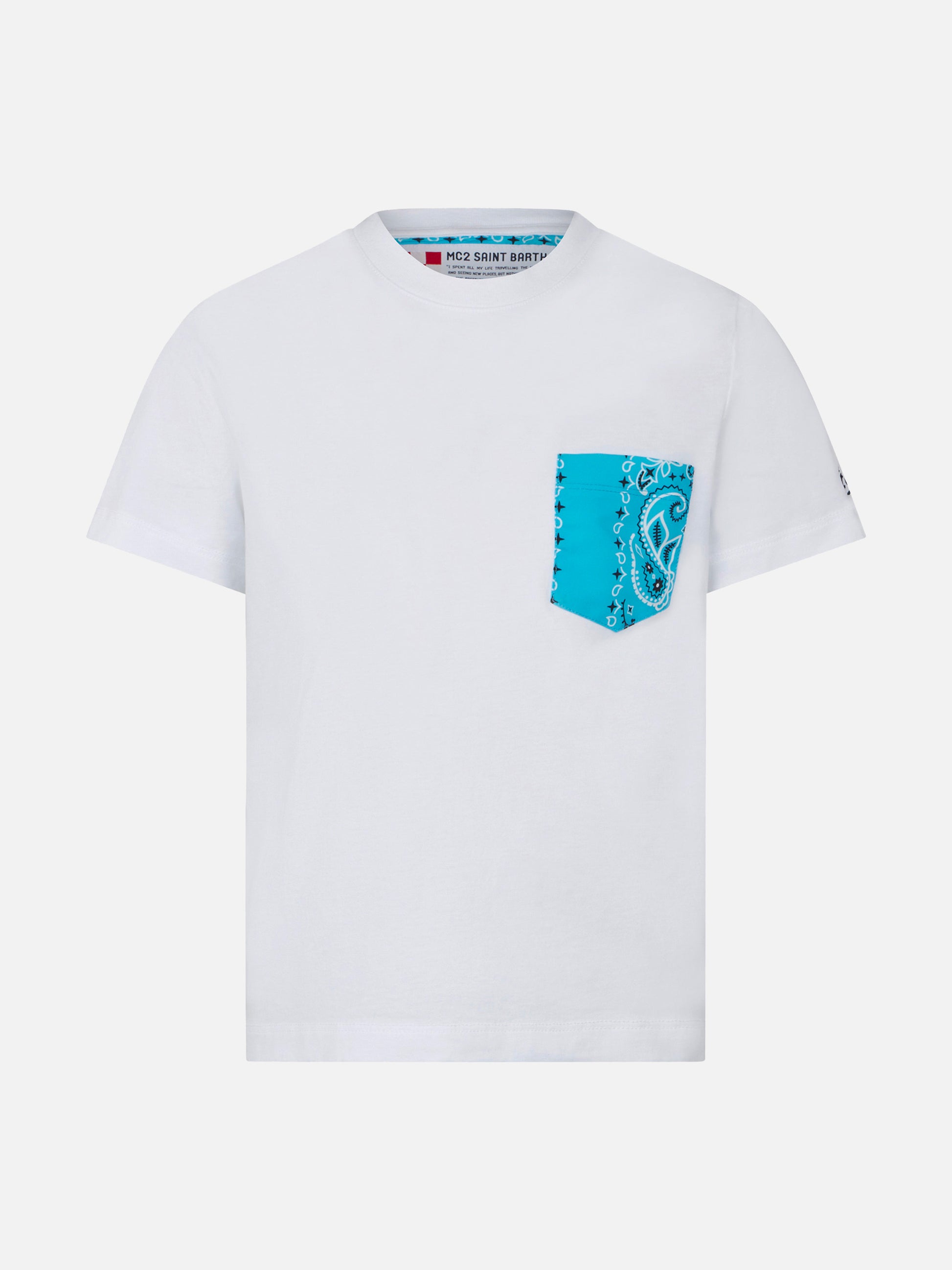 Boy t-shirt with bandanna printed pocket - MC2 Saint Barth