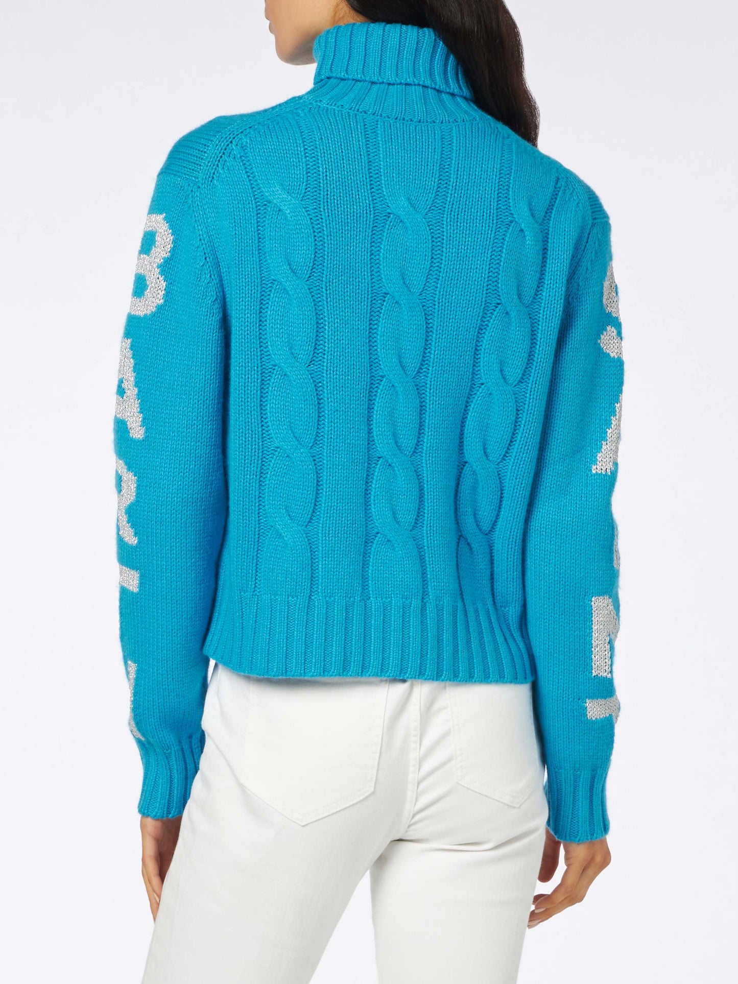 Woman turtleneck braided sweater with Saint Barth jacquard - MC2 Saint Barth