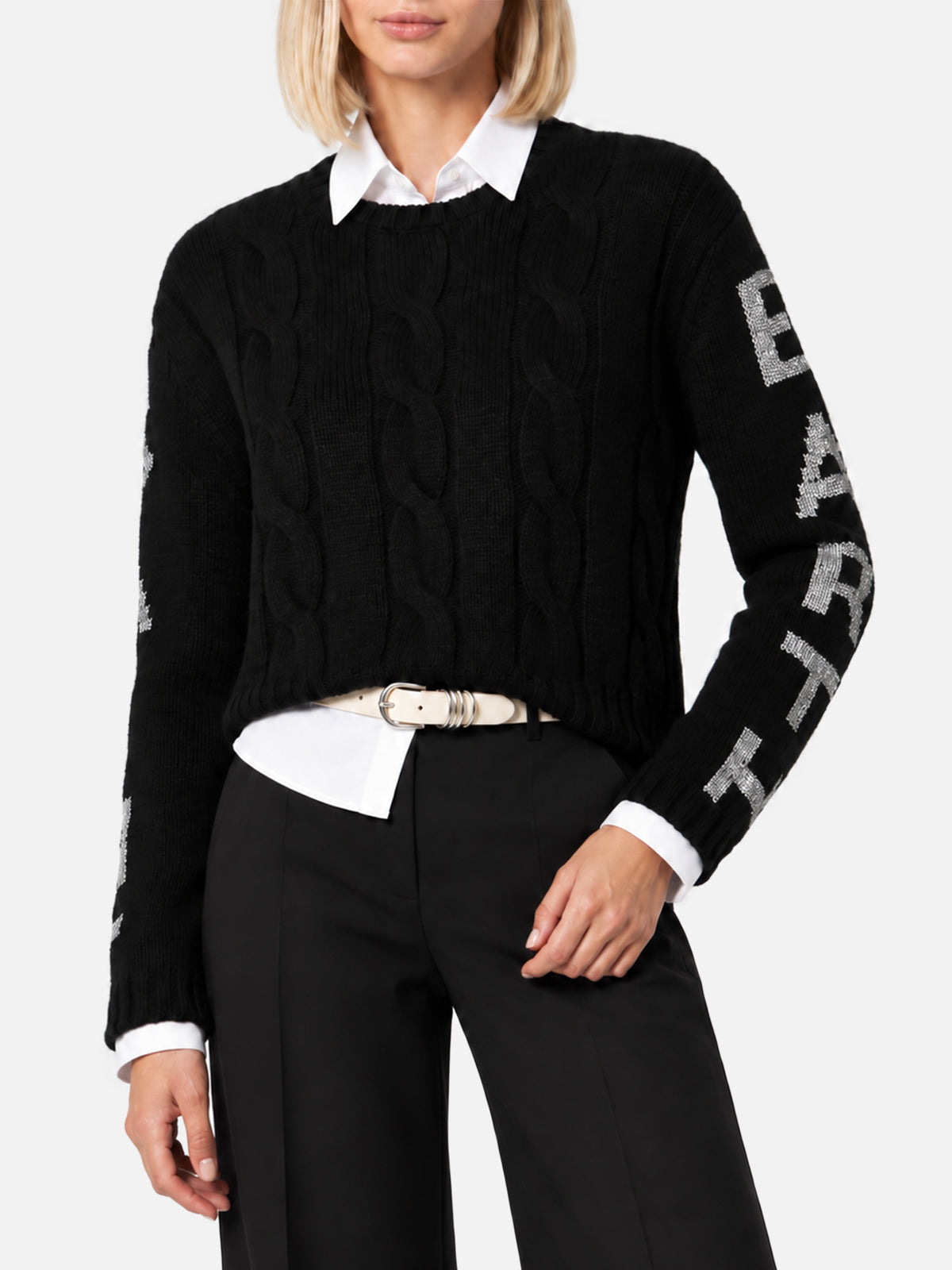 Maglia Malmo in filato misto nero con logo lurex
