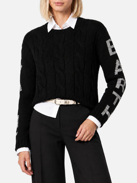 Maglia Malmo in filato misto nero con logo lurex