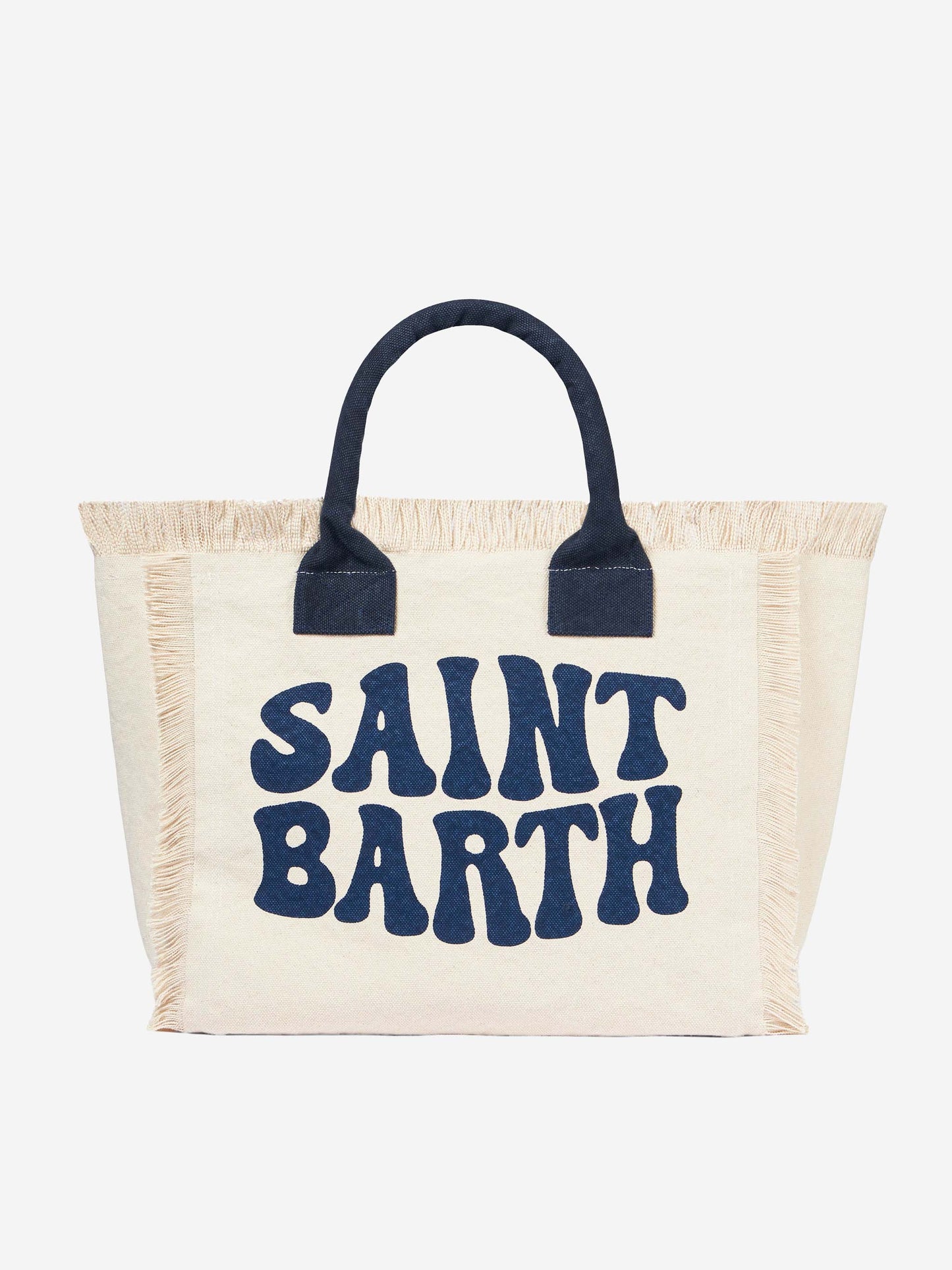 Schultertasche aus weißem Canvas Vanity mit blauem Groovy-Logo 