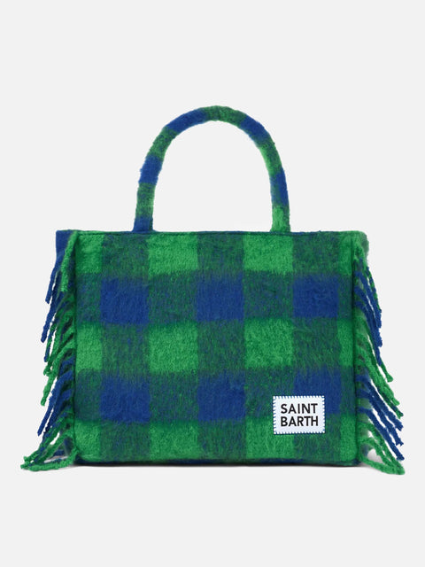Vanity blanket shoulder bag with green and blue check - MC2 Saint Barth