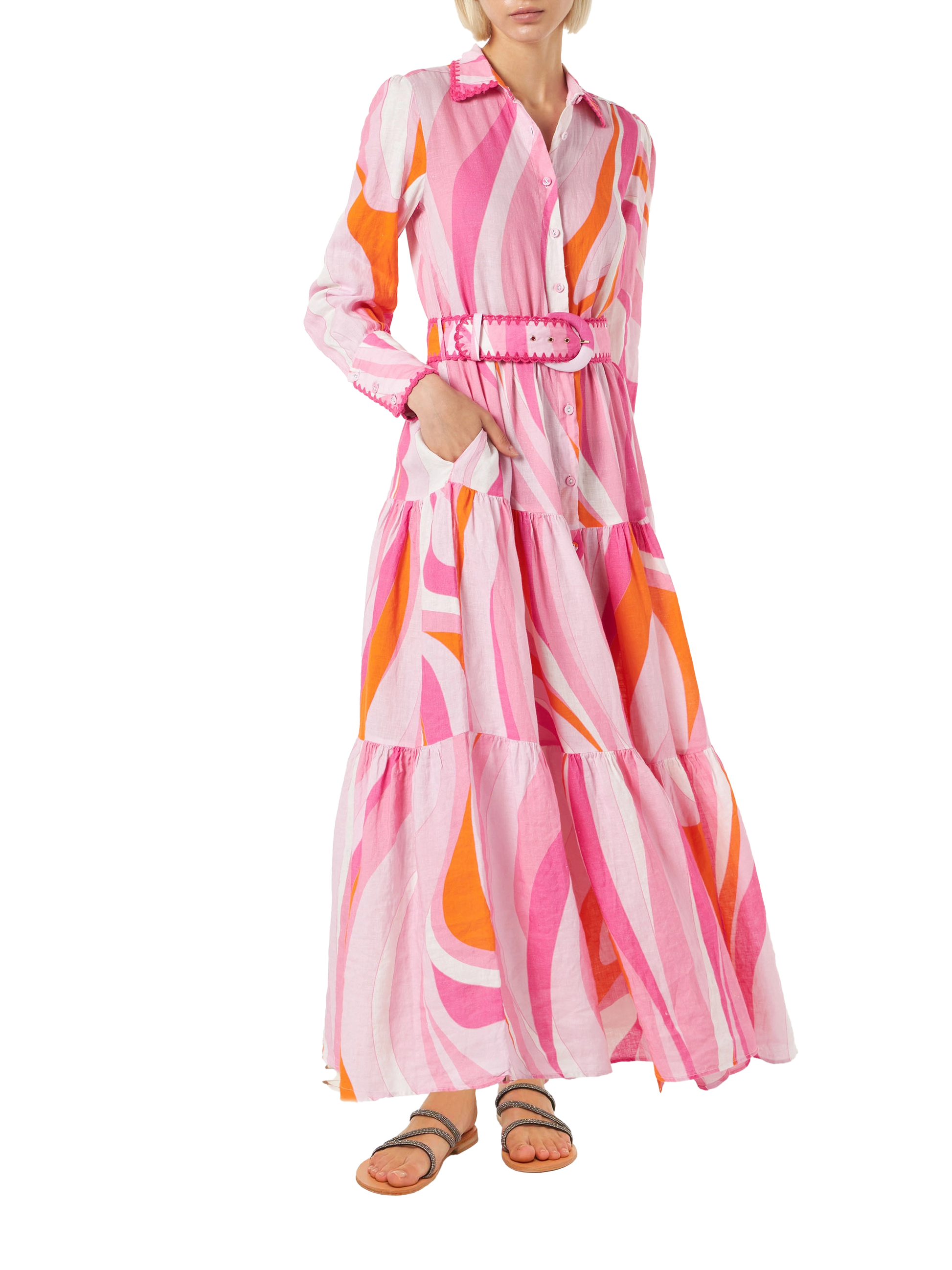 Multicolor shape wave dress Marbella with embroideries - MC2 Saint Barth