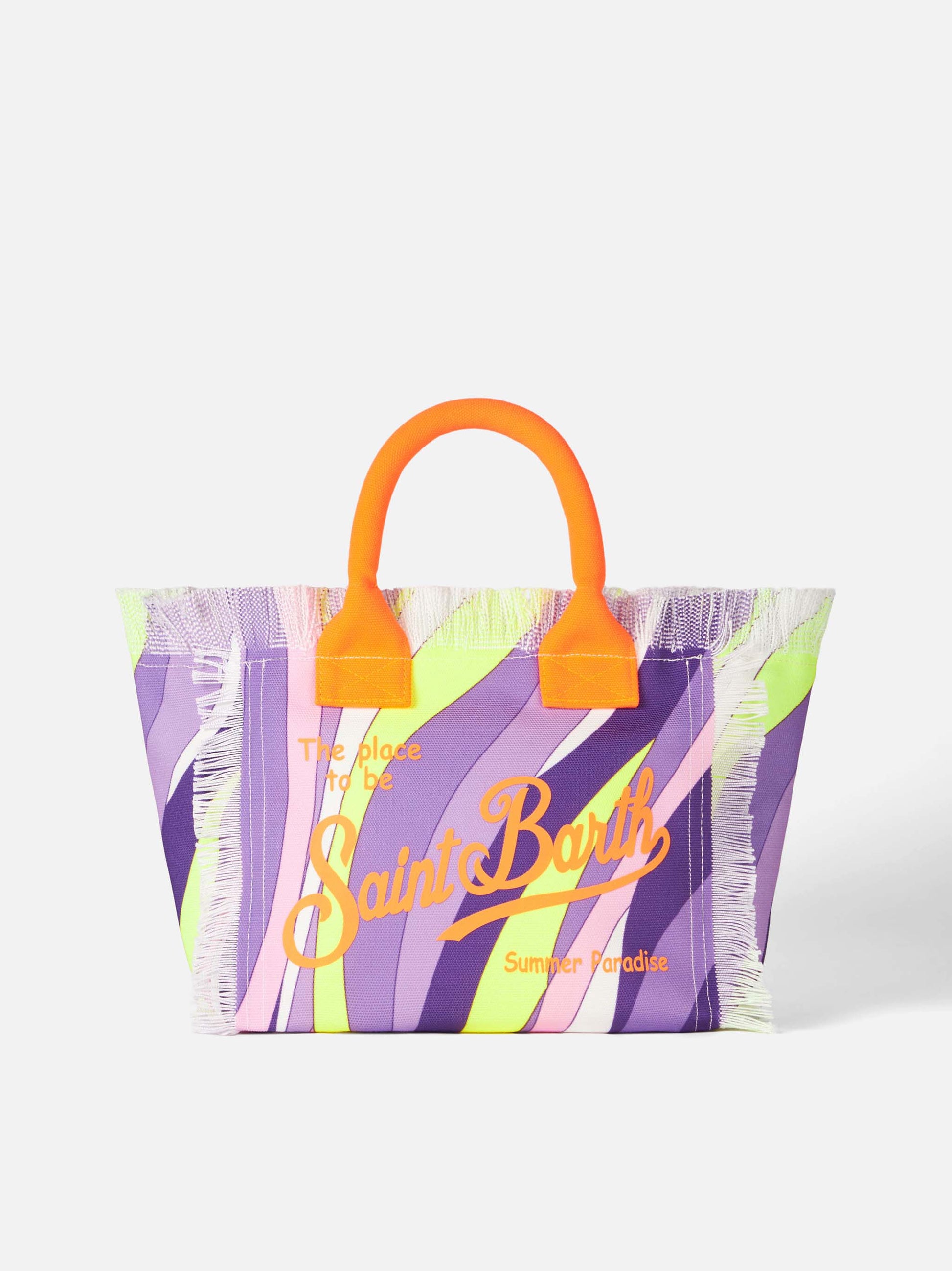 Colette multicolor cotton canvas handbag with wave print - MC2 Saint Barth