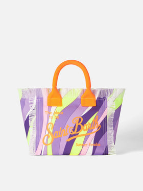 Colette multicolor cotton canvas handbag with wave print - MC2 Saint Barth