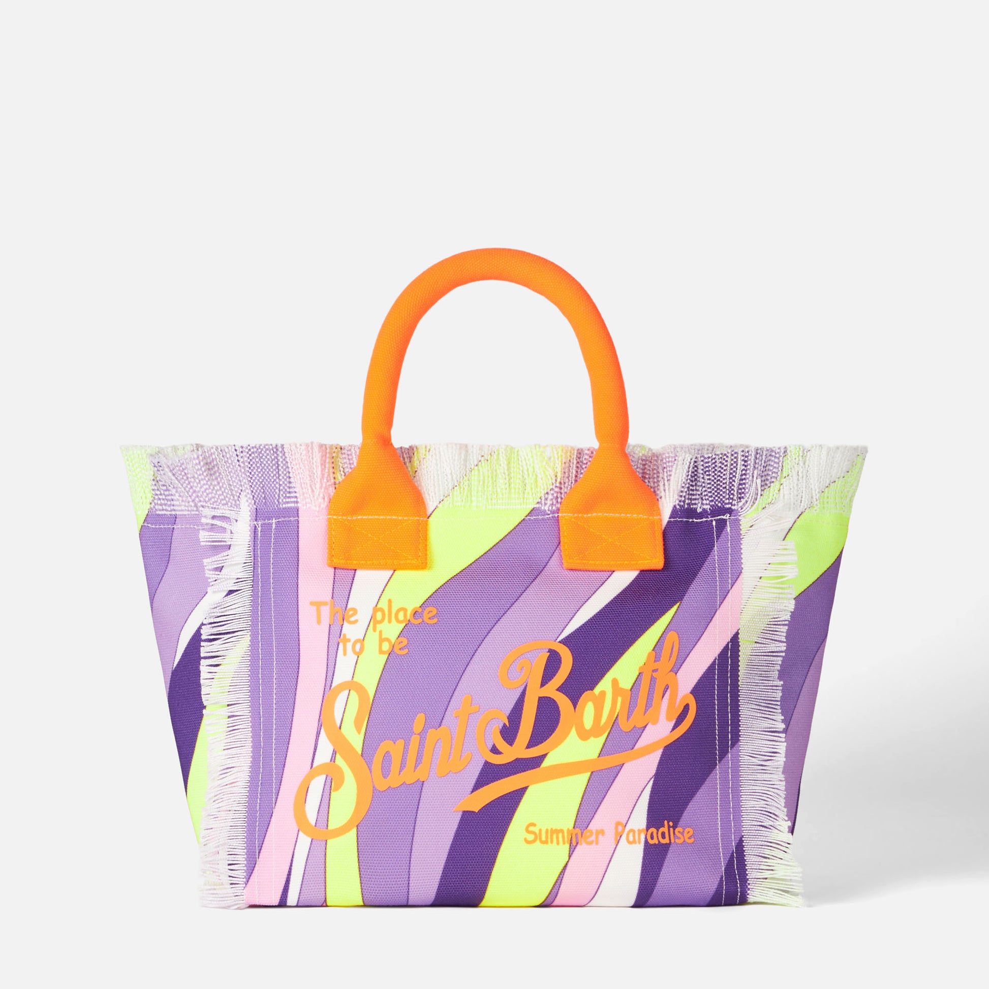 Colette multicolor cotton canvas handbag with wave print - MC2 Saint Barth