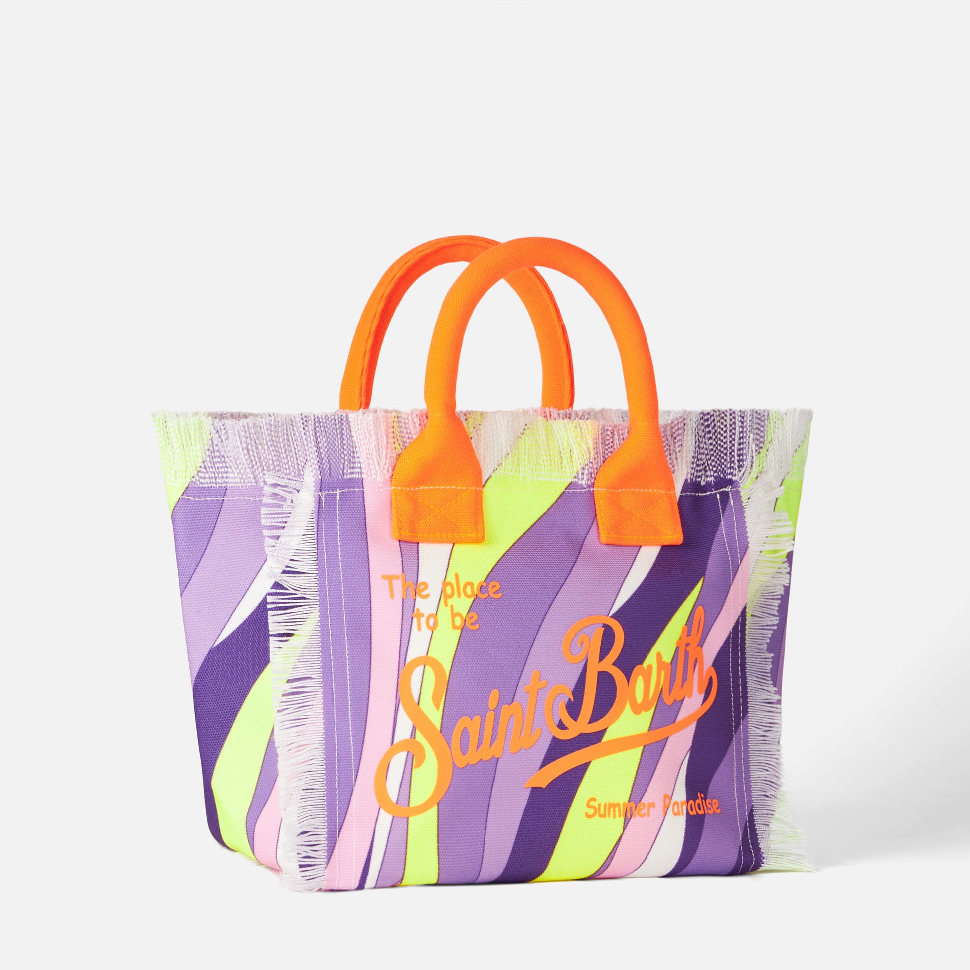 Colette multicolor cotton canvas handbag with wave print - MC2 Saint Barth
