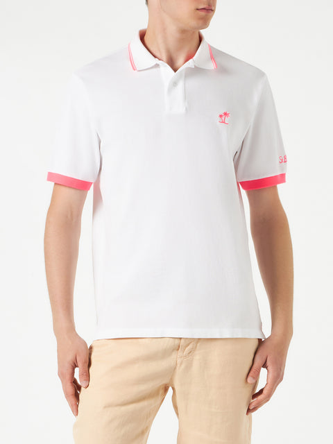 White piquet polo with palm embroidery - MC2 Saint Barth