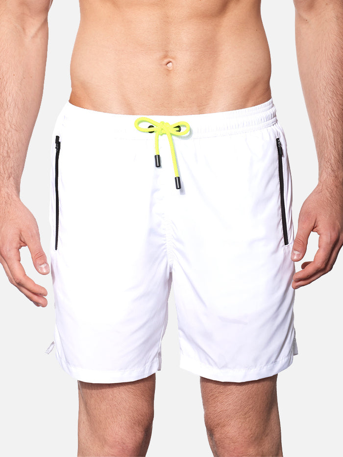 White light fabric zipped swim shorts - MC2 Saint Barth