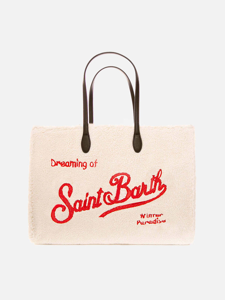 White sherpa fabric Vivian shoulder bag - MC2 Saint Barth