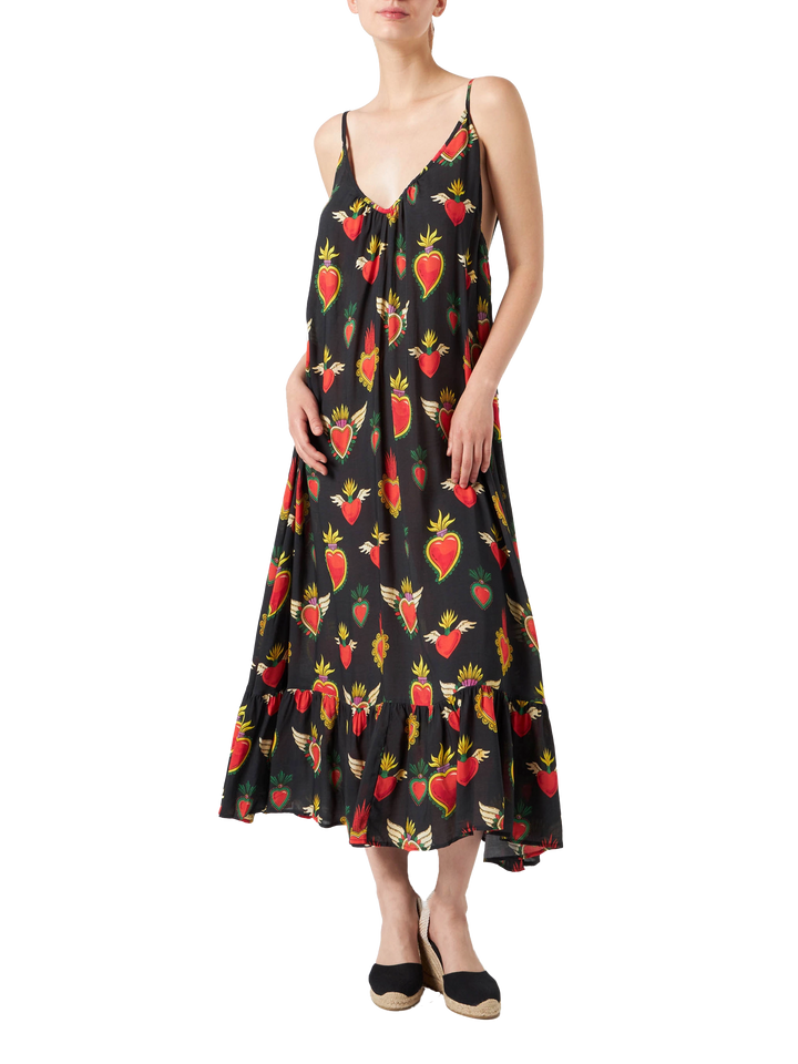Secret heart print gown with shoulder straps - MC2 Saint Barth