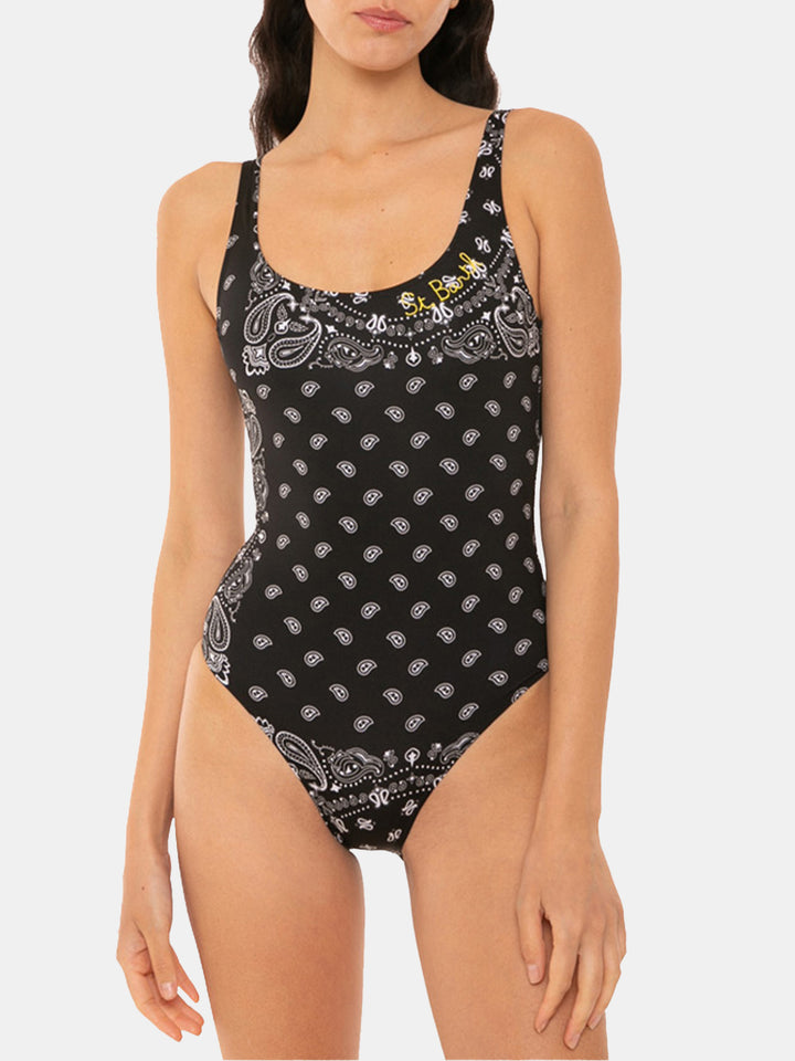 Woman one piece swimsuit with bandanna print - MC2 Saint Barth