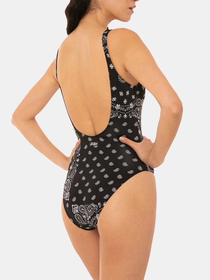 Woman one piece swimsuit with bandanna print - MC2 Saint Barth
