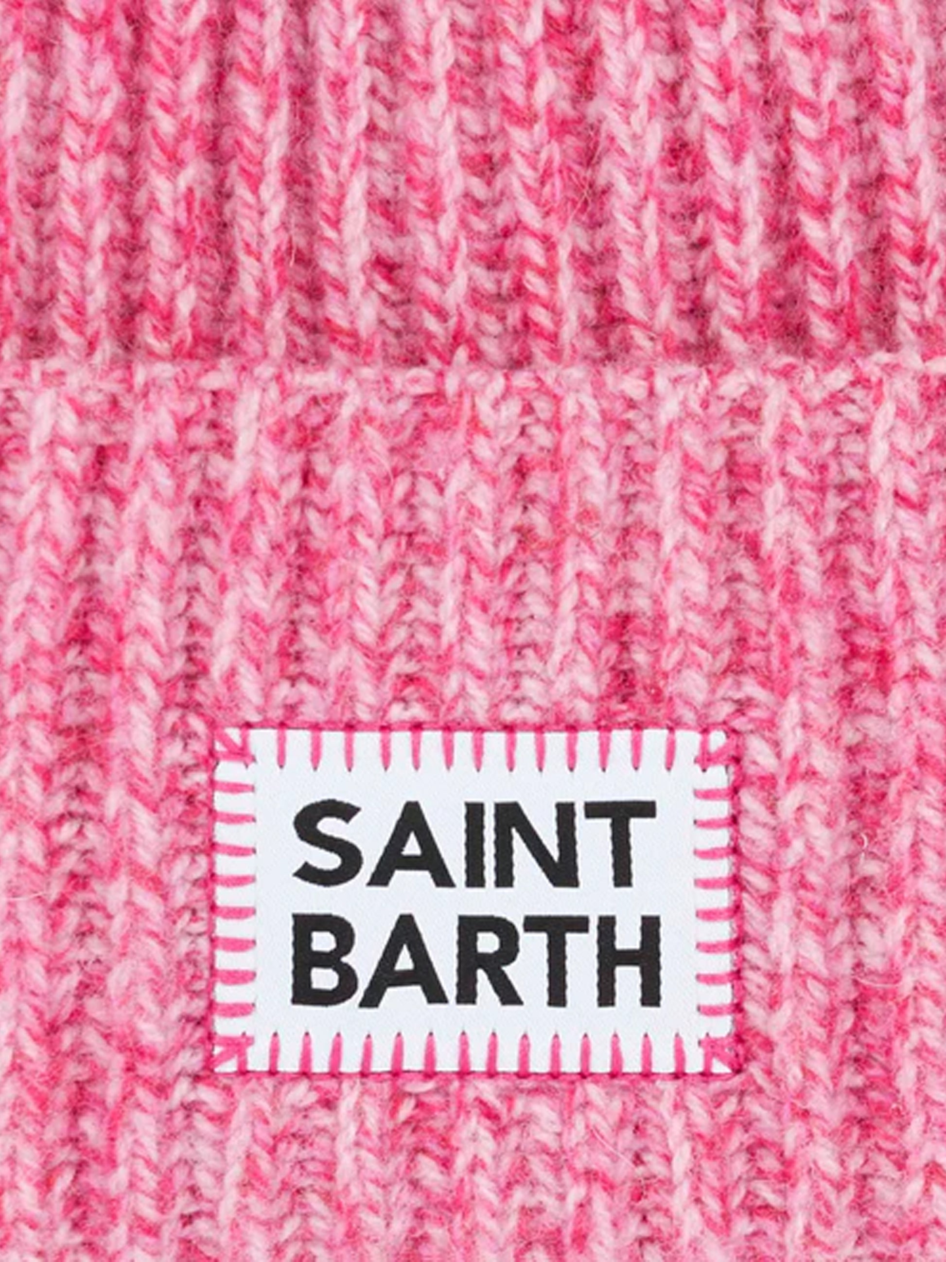 Girl pink mouliné beanie with Saint Barth embroidery - MC2 Saint Barth