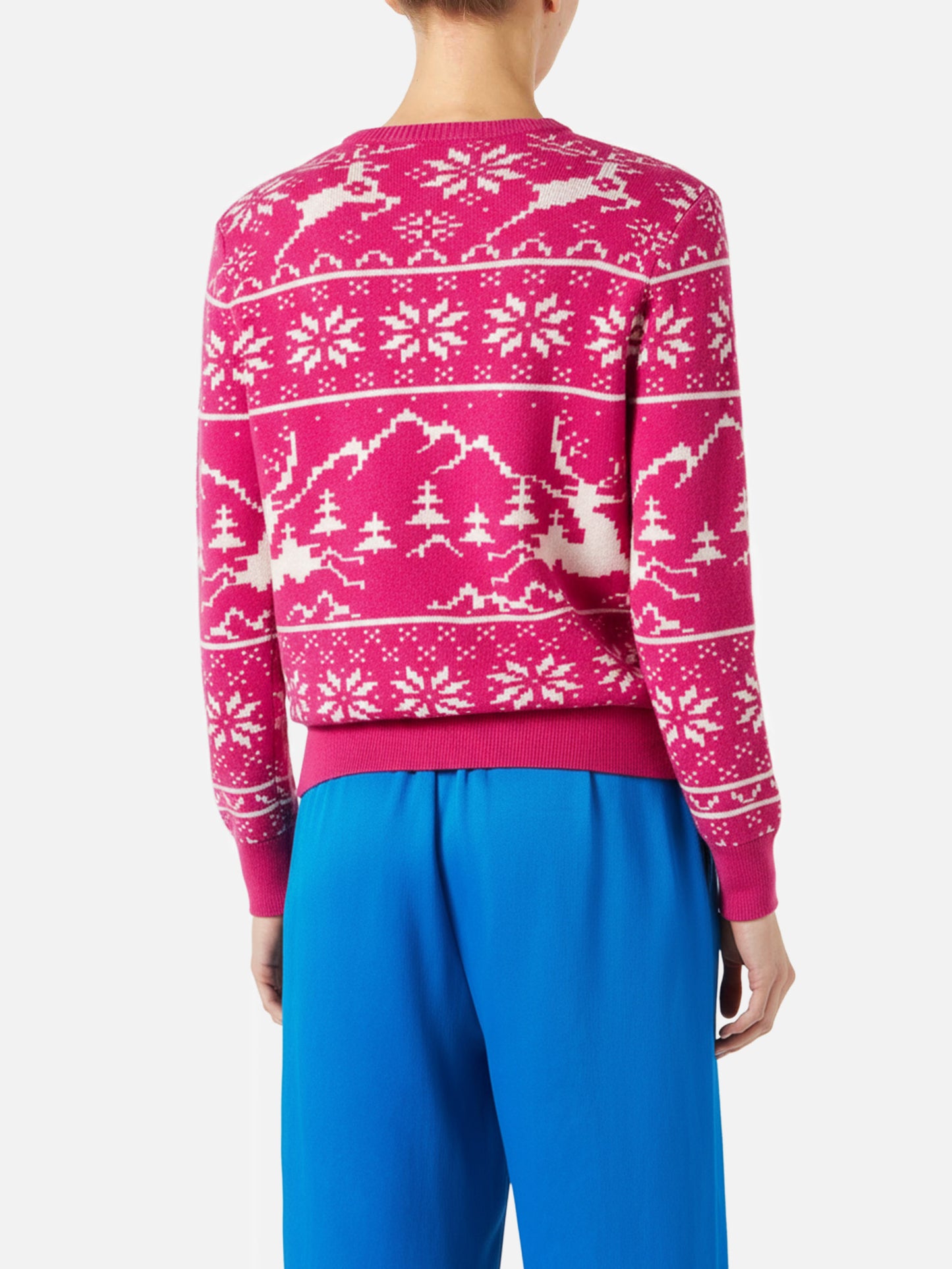 Woman sweater with Norwegian pattern and Courma embroidery