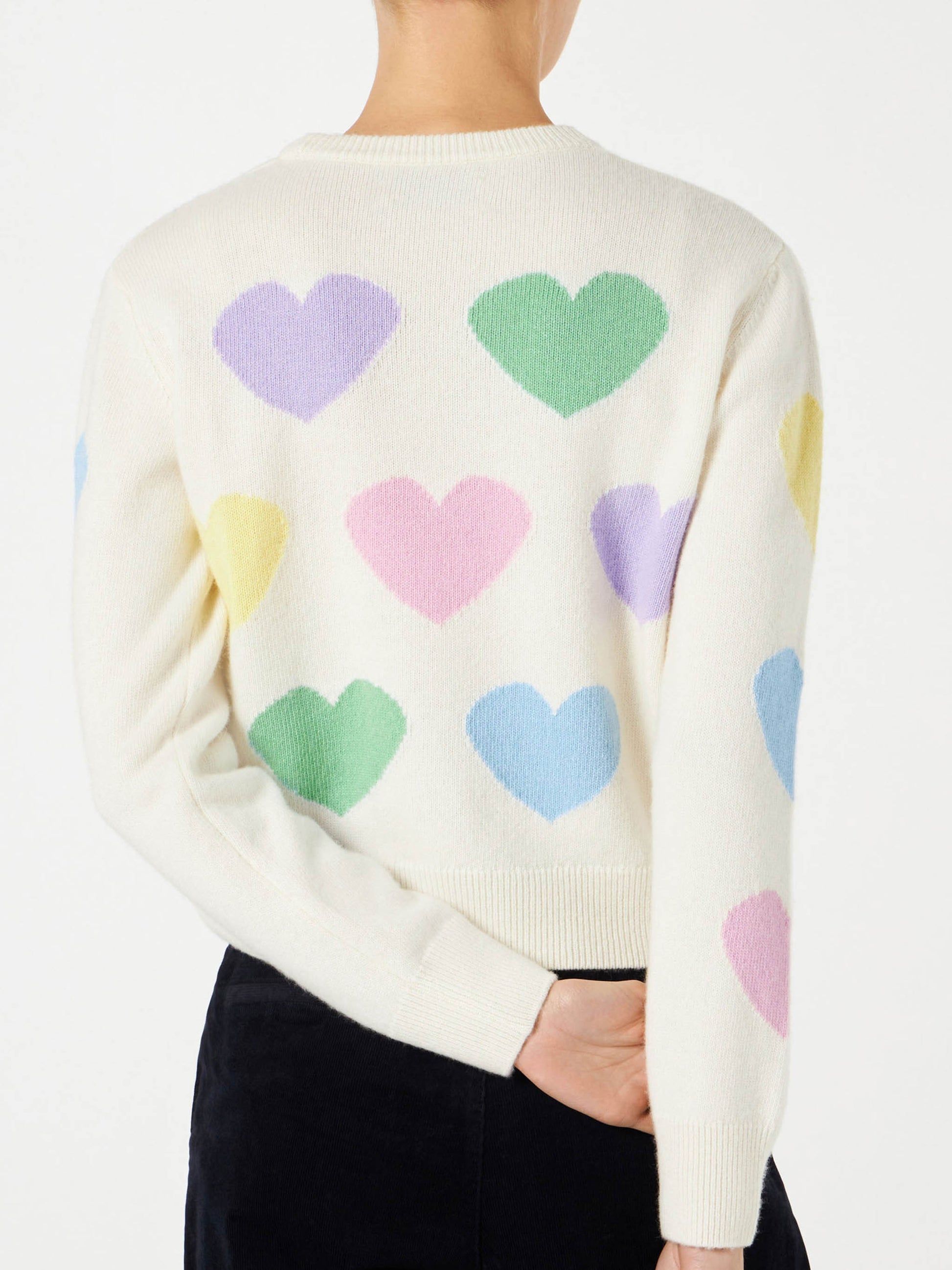 Woman sweater with hearts print and I'm in Love embroidery - MC2 Saint Barth