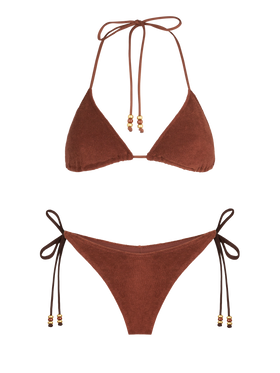 Woman brown terry triangle bikini - MC2 Saint Barth