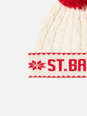 Woman white beanie with pompon - MC2 Saint Barth
