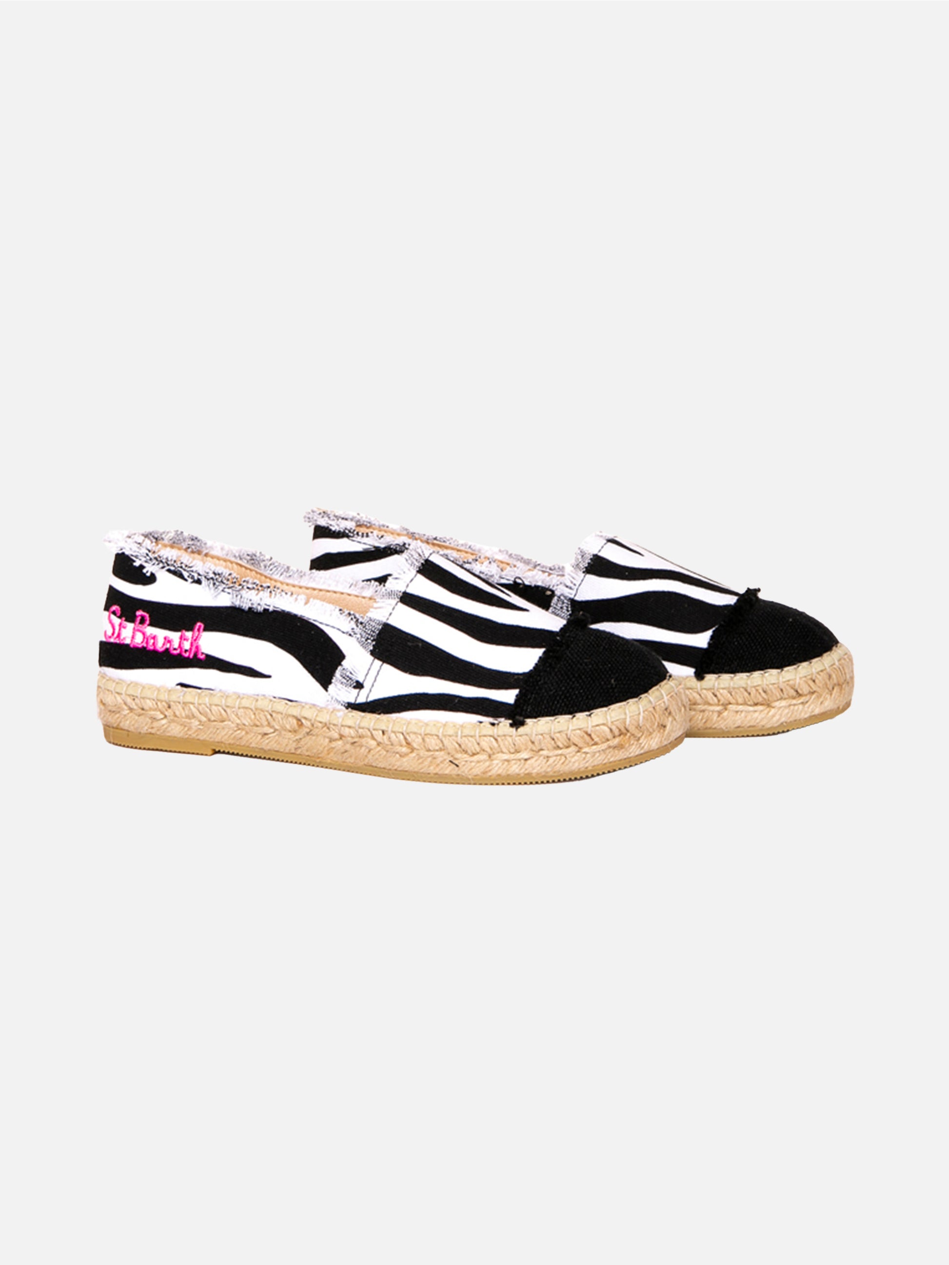 Zebra print canvas espadrillas with embroidery - MC2 Saint Barth