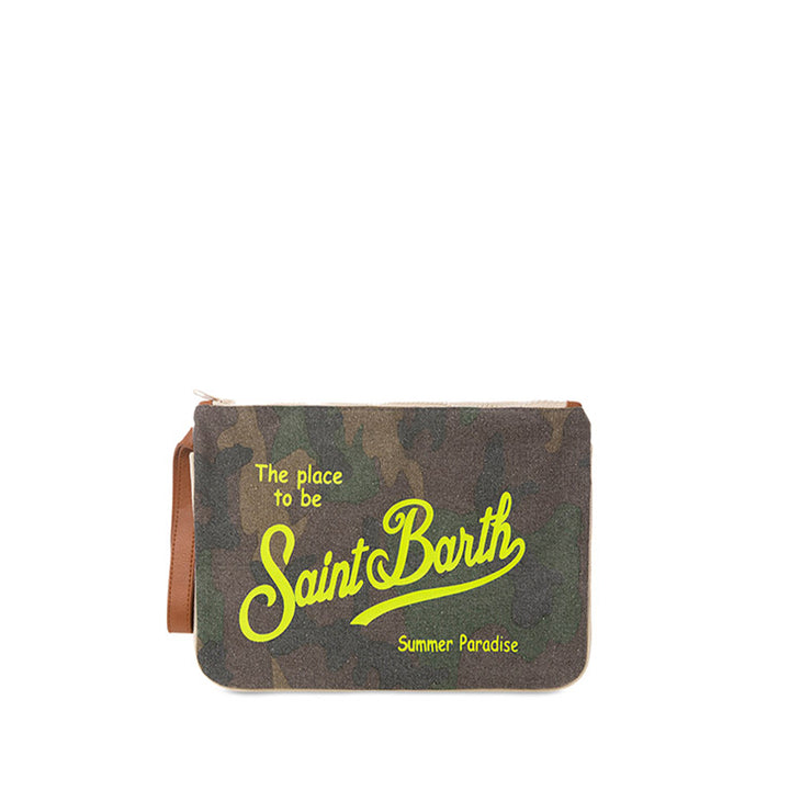 Pochette Parisienne in canvas con stampa camouflage