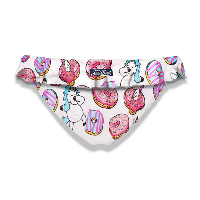Girl ruffled swim briefs with unicorn print - MC2 Saint Barth