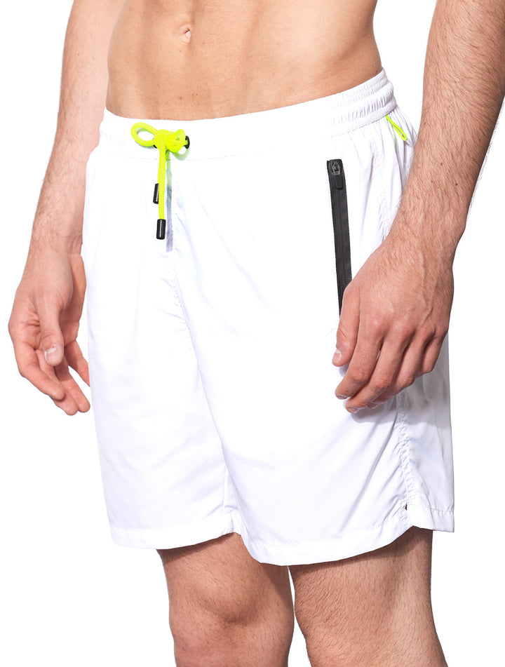 White light fabric zipped swim shorts - MC2 Saint Barth