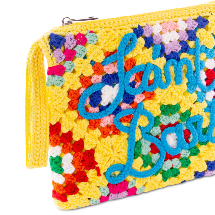 Parisienne yellow crochet pouch bag with Saint Barth embroidery - MC2 Saint Barth