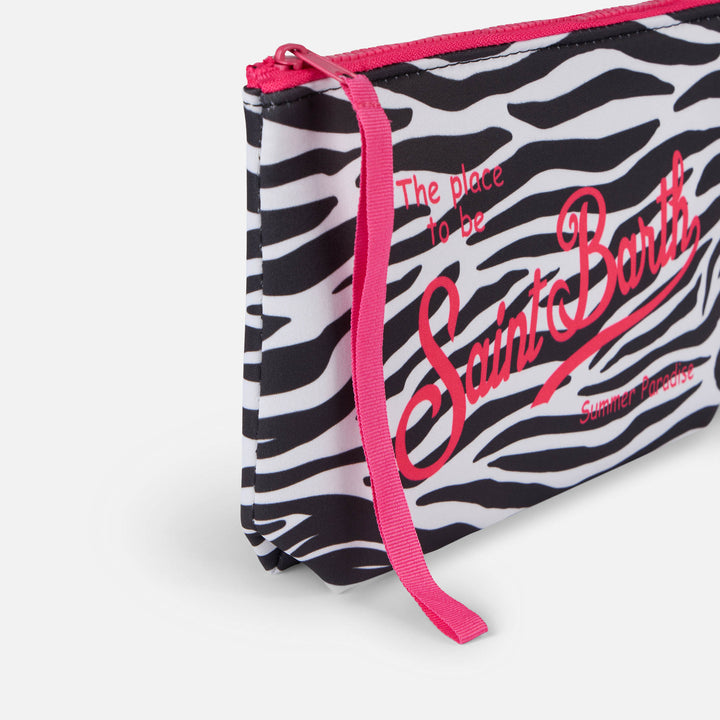 Pochette Aline in scuba con stampa zebrata