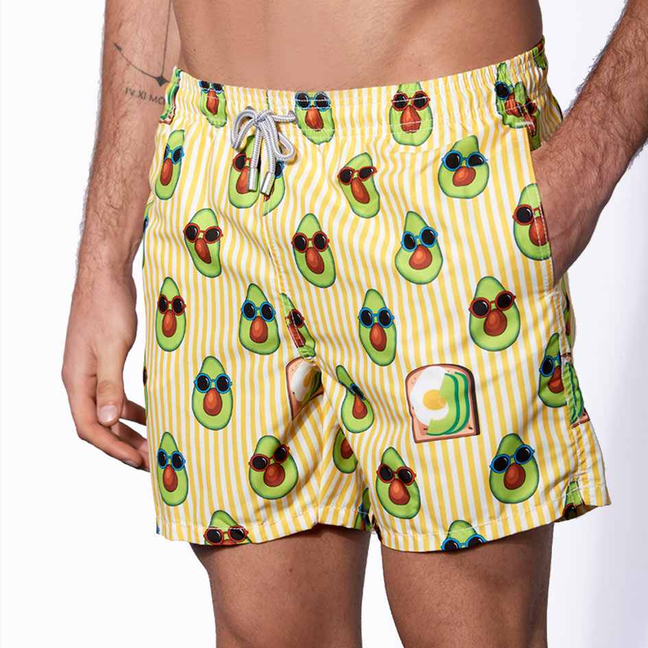Mid-length swim shorts avocado toast striped print - MC2 Saint Barth