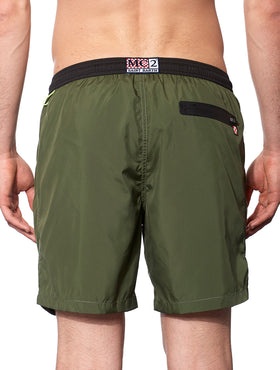 Dark green light fabric zipped swim shorts - MC2 Saint Barth