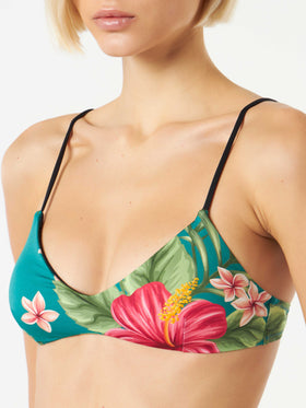Woman bralette top with ibiscus print - MC2 Saint Barth