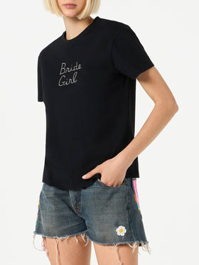 Woman cotton t-shirt with Bride Girl rhinestone embroidery - MC2 Saint Barth
