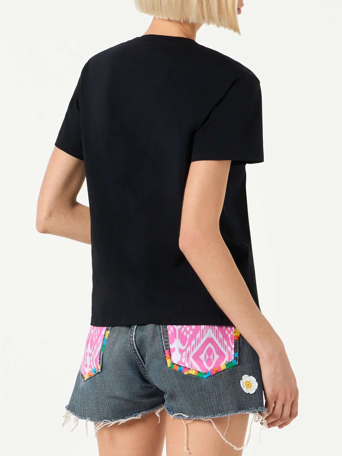 Woman cotton t-shirt with Bride Girl rhinestone embroidery - MC2 Saint Barth