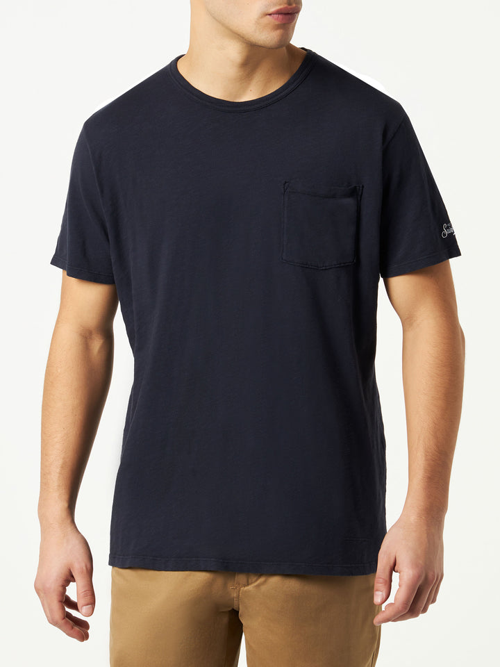 Man blue navy t-shirt with front pocket - MC2 Saint Barth
