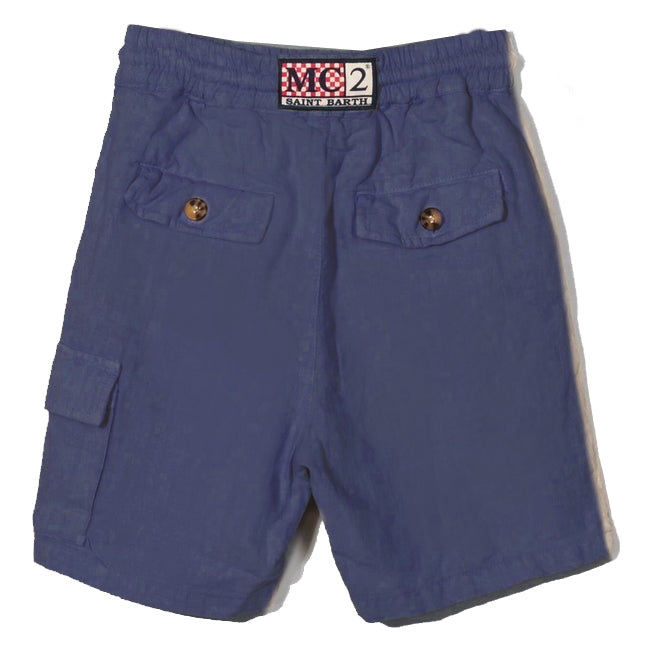 Blue color linen bermuda short - MC2 Saint Barth