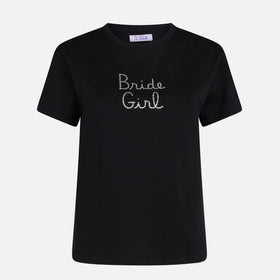 Woman cotton t-shirt with Bride Girl rhinestone embroidery - MC2 Saint Barth