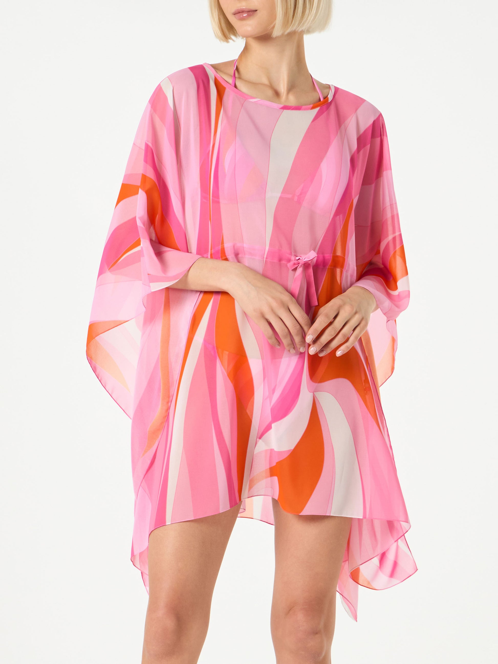 Pink and orange wave print caftan MC2 Saint Barth Pink and orange wave print caftan MC2 Saint Barth