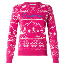Woman sweater with Norwegian pattern and Courma embroidery - MC2 Saint Barth