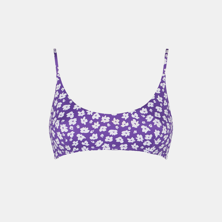 Woman bralette swimsuit with daisy print