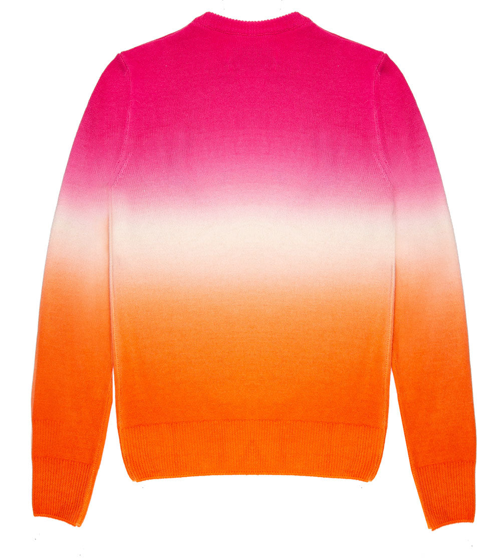 Fucsia and Orange degradé woman sweater Ancora tu writing - MC2 Saint Barth
