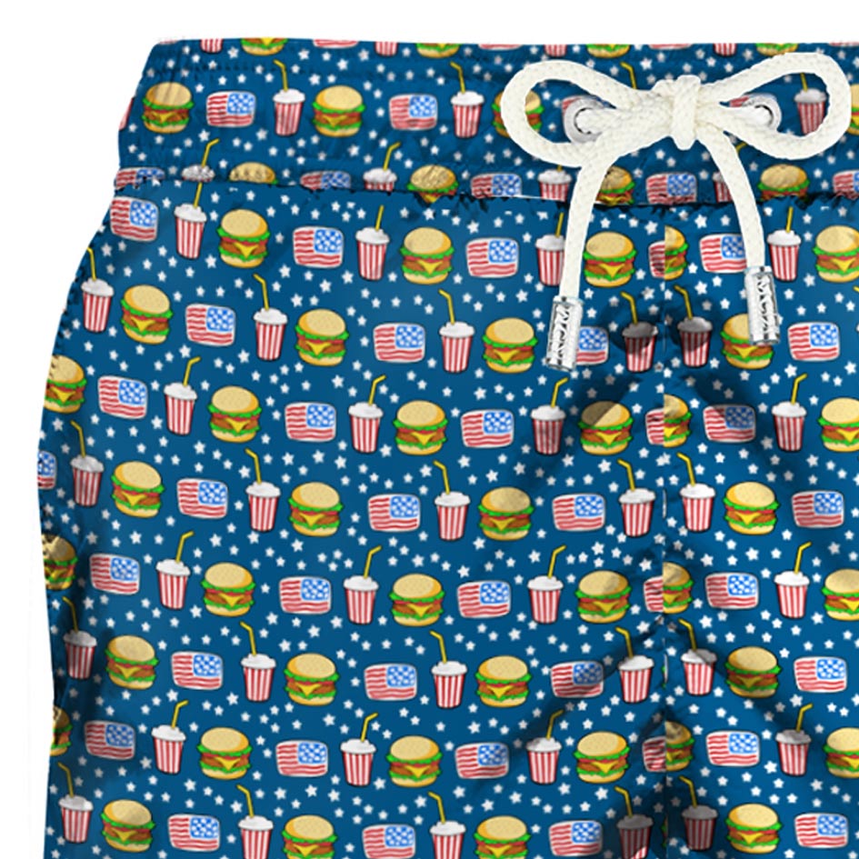 Light fabric man swim shorts fast food print - MC2 Saint Barth