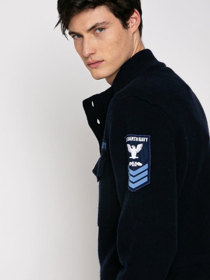 Knitted field jacket with patch - MC2 Saint Barth