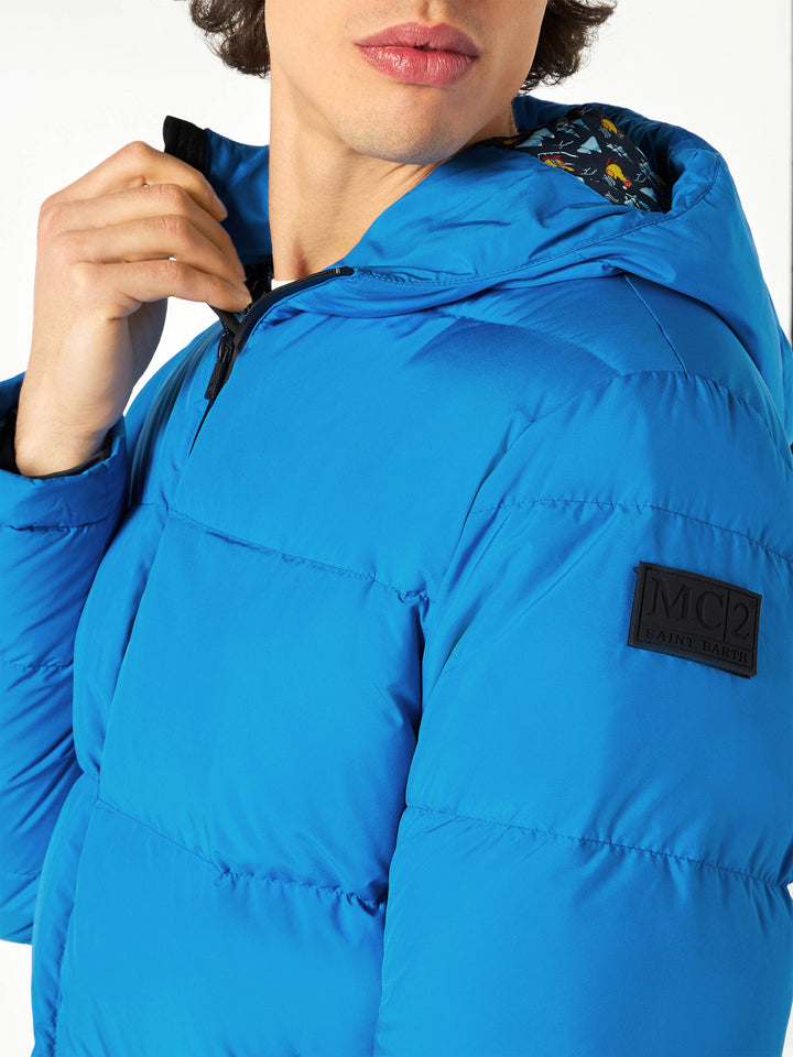 Bluette hooded down padded jacket ducky print lining - MC2 Saint Barth