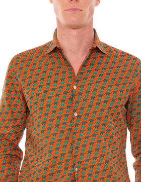 Man muslin cotton Sikelia shirt with elephant print - MC2 Saint Barth
