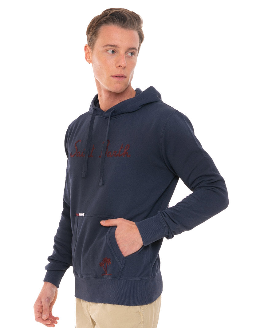 Blue cotton hoody with embroidery - MC2 Saint Barth