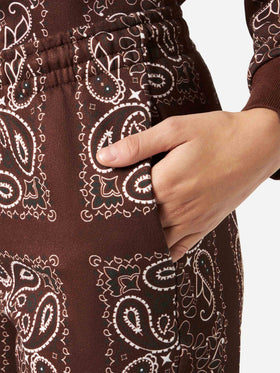 Woman fleece pants with brown bandanna print - MC2 Saint Barth
