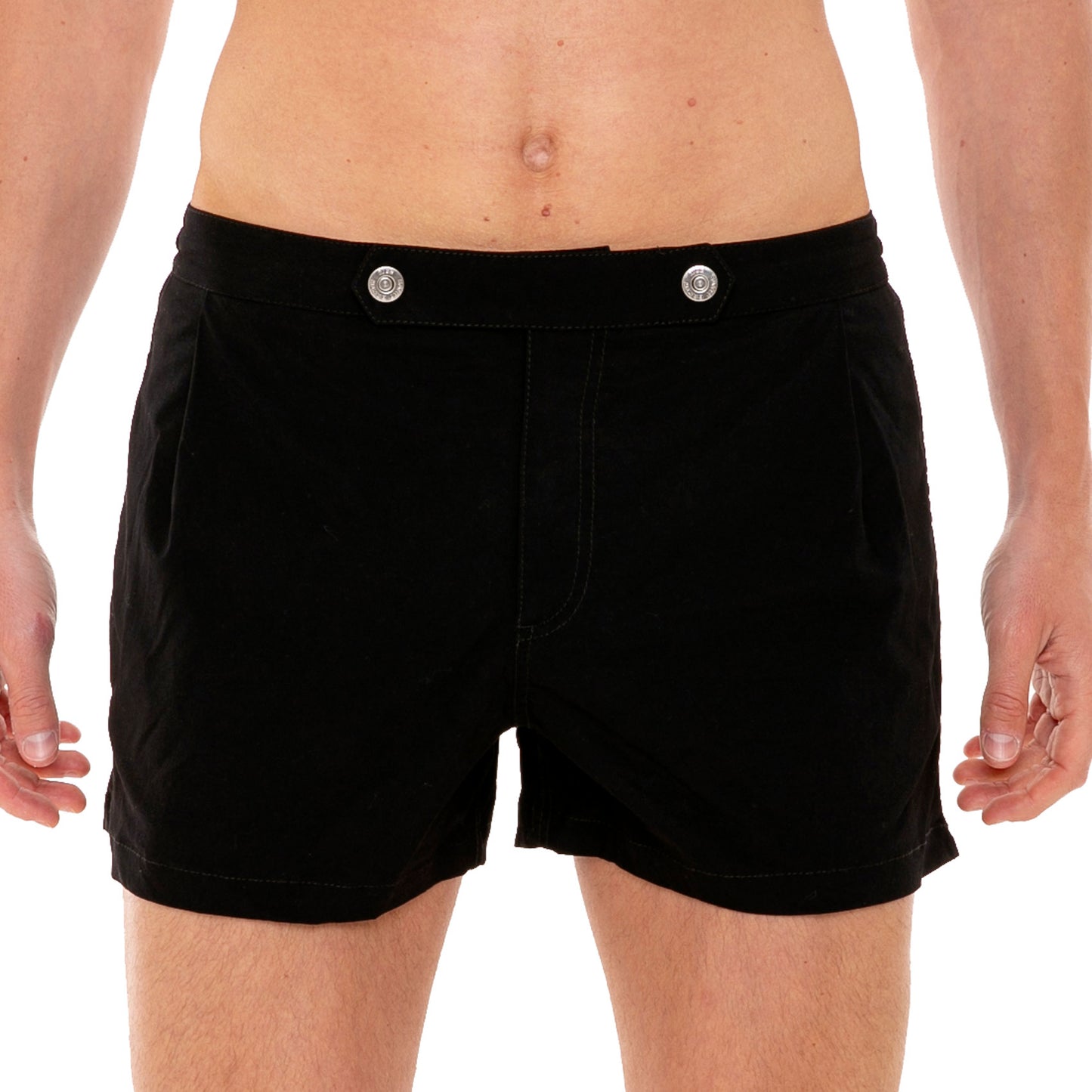 Solid black swim shorts with button front fastening - MC2 Saint Barth