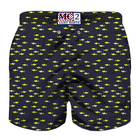 Boy light fabric swim shorts with sharks print - MC2 Saint Barth