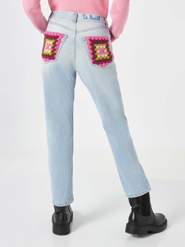 Woman jeans with pockets in crochet - MC2 Saint Barth