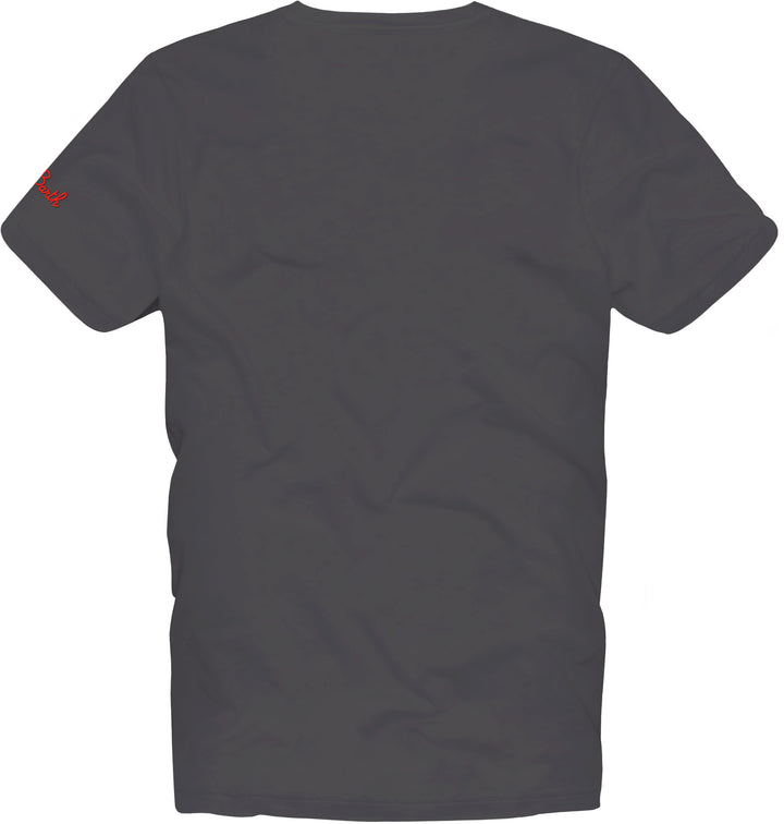 T-shirt da uomo in cotone con trattamento vintage e ricami